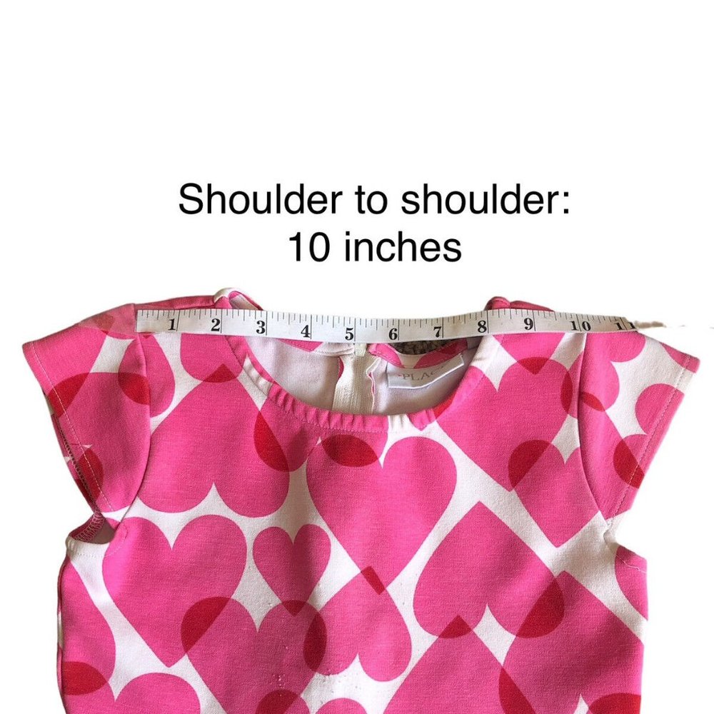 Place Girls Pink Hearts Design Shirred Waist Dress Pink White Size Medium 7/8 - Picture 6 of 12